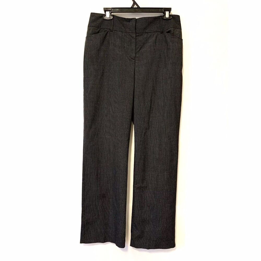 Chicos  Size 2 US Large Black Gray Pinstripe Straight Leg Pants Trousers